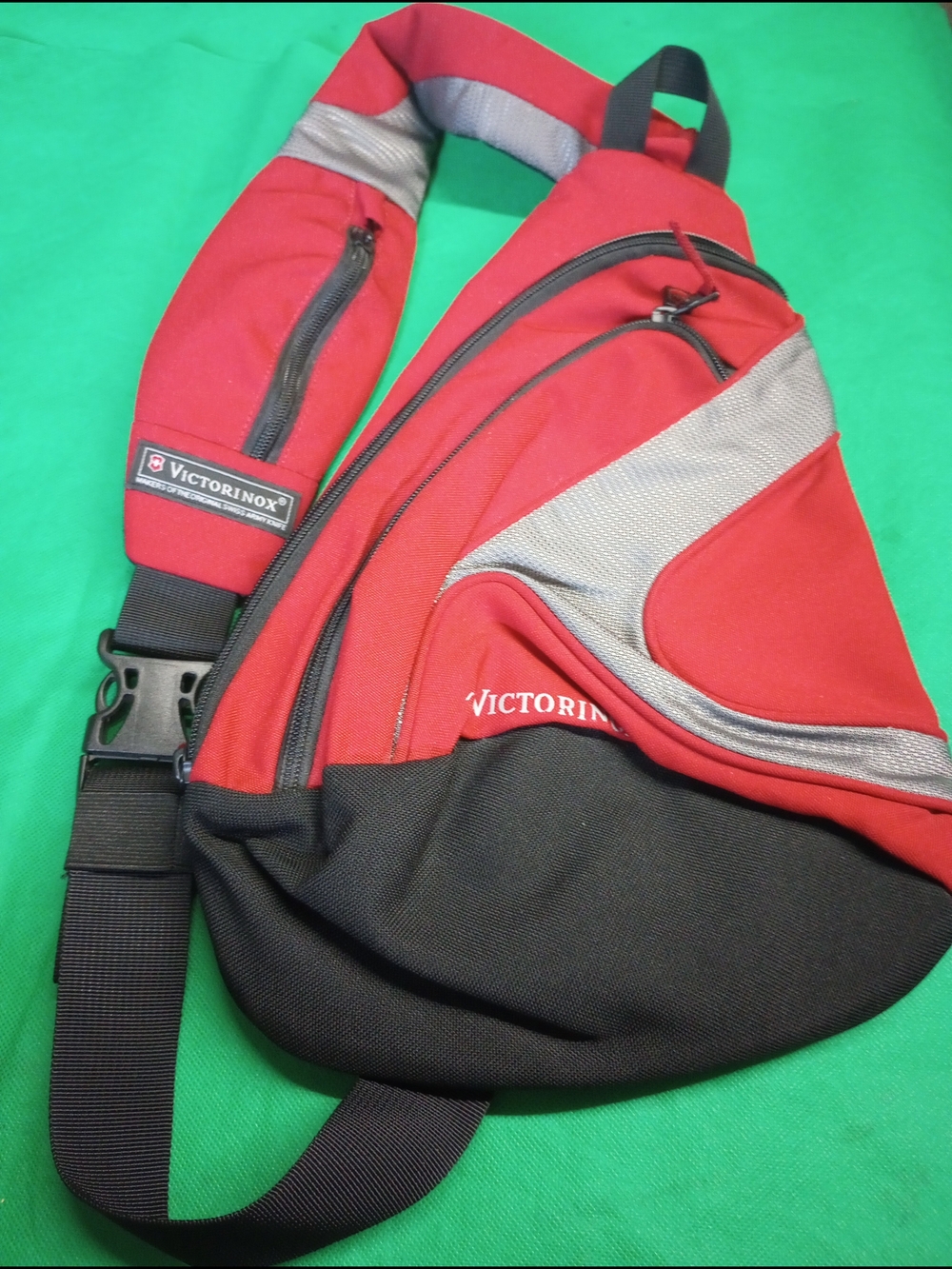 Victorinox Red and Black Sling Belt Bag with Gray Accents
